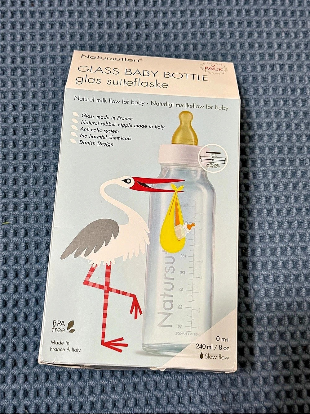 Natuswelt Glass Baby Bottle 240 ml / 8 oz NWT